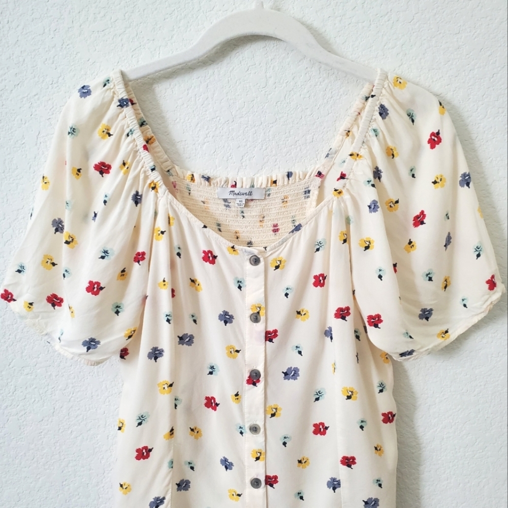 Madewell Floral Boho Cottagecore Viscose Seamed Button Down Shirt XS - Picture 2 of 16